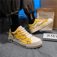 耿鬼鞋子男生帆布鞋低帮韩版潮流手绘涂鸦板鞋透气百搭潮鞋男学生 皮卡丘黄色 亏本冲量 35