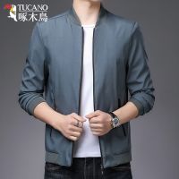 啄木鸟官方男士外套秋季2021新款休闲夹克春秋男装棒球服中年秋装 2049灰色 170/M