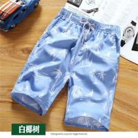 男士短裤男五分裤速干大裤衩夏季沙滩裤男宽松休闲短裤男大码 白椰树 M[80-100斤]