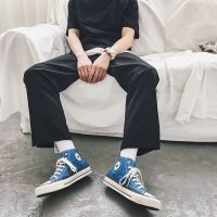 常步 1970s帆布鞋高帮男韩版学生ins潮鞋经典款黑色情侣百搭板鞋 高帮雾霾蓝 35女