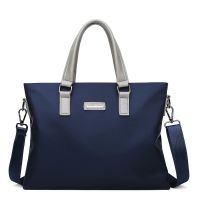 精品男士横款牛津布手提包单肩斜挎休闲电脑包男士背包布包大容量 4014-3蓝色横款