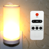 LED智能遥控小夜灯插电床头灯 卧室插座灯遥控灯节能睡觉喂奶灯 黄光(定时+调光)