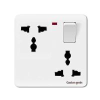 86型暗装墙壁插座一开错位六孔8孔多功能英式港式面板二三三带开 一开错位多六孔