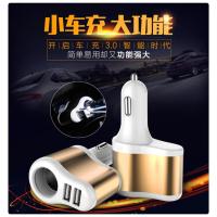 车载充电器快充MP3蓝牙播放器车载USB充电器一拖三点烟器转换插头 3.1A一拖三快充(货车勿用) 标配/单机