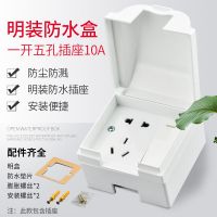 明装防水五孔电源插座明线浴室防溅盒 户外防雨电瓶车充电插座罩 [明装-白色] [五孔插座-10A]