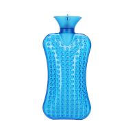 热水袋注水透明灌水带暖手宝防爆颈椎暖宫女暖腰肚冲水暖水袋 凸蓝色热水袋(送布套随机)