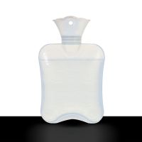 志高橡胶注水热水袋防爆充水暖水袋暖宫卡通可拆洗毛绒套暖手宝女 透明热水袋-650ML