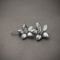 韩国小发夹发扣夹复古碎发夹边夹成人百搭顶夹刘海夹头饰短发发卡 蓝色双花(长4.1厘米)