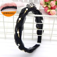 发箍女仙气带齿防滑百搭发卡外戴仙气高档麻花辫子珍珠头箍女森系 麻花辫子黑色