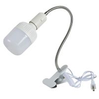 护眼学习台灯卧室床头喂奶小夜灯LED夹子灯家用插电室内节能灯泡 夹子螺口灯座带开关[软管长20CM] 无灯泡