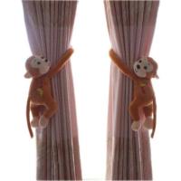 猴子窗帘扣绑带创意可爱韩式魔术贴儿童房窗帘绑带一对 一对黄色香蕉猴