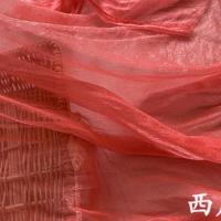 锦丝皱雪纺布料汉服面料大袖衫儒群连衣裙舞蹈服步景窗纱丝巾礼服 西瓜红5米价