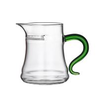 加厚耐热过滤一体式玻璃月牙公道杯花草泡绿茶杯透明玻璃茶具套装 透明把月牙公杯