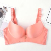 幸福狐狸内衣文胸女聚拢无钢圈厚薄款透气调整型胸罩 粉色单件 32/70B