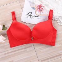幸福狐狸内衣女无钢圈小胸聚拢收副乳薄厚款文胸罩单件/套装 07大红单件 70/32A