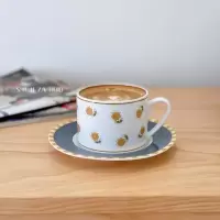 法式ins向日葵陶瓷咖啡杯碟套装vintage复古小黄花下午茶拉花杯子 向日葵陶瓷咖啡杯250ml