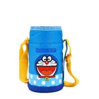 儿童保温杯壶杯套背带防摔水杯保护套斜跨加厚500ml600ml通用 蓝色机器猫----杯套 一个杯套