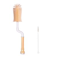 360度硅胶刷婴儿奶瓶刷水壶刷保温杯刷奶瓶刷奶嘴刷组合清洁刷子 橙色奶瓶刷