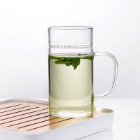 耐热玻璃茶杯过滤一体办公室绿茶杯茶水分离月牙杯男女创意杯带把 65圆形月牙杯 330ml