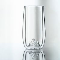 清仓双层玻璃杯隔热泡茶杯山峦杯绿茶杯耐热家用观山杯 山峰绿茶杯杯口不描金