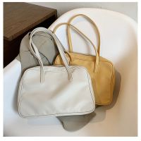 大容量手提托特包短途出差旅行单肩大包包女2021新款韩国行李包袋 米白小号不带前袋