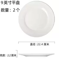 牛排盘子西餐盘子餐盘菜盘平盘浅盘碟子家用白色西餐厅饭店餐具圆 2个9英寸平盘