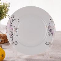 唐山骨瓷盘子8英寸凉菜盘平盘中式盘浅盘饺子盘平碟子浅果盘 金粉世家-8英寸平盘1个