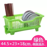 厨房放碗柜塑料带盖沥水碗架装碗筷收纳箱放餐具碗筷收纳盒置物架 侧面沥水:绿色