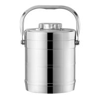 不锈钢双层保温碗盖提锅保温桶保温盒大容量饭盒保温学生便当盒 2.0L普通平盖(三层) [三层]普通保温