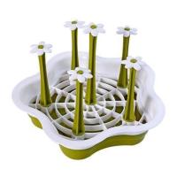 玻璃杯子置物架沥水旋转收纳盒放茶杯的杯架托盘家用客厅水杯架子 梅花形绿色 6根架子双层沥水