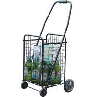 折叠购物车手拉车爬楼买菜车老人小推车便携拉杆拉货拉水车轴承轮 大号 四轮 黑色