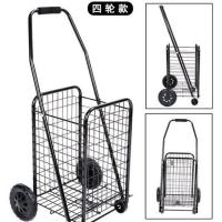 买菜小拉车折叠便携老年人小拖车拉货轻便超市购物车可折叠家用 大黑+ 静音发泡轮+需手动安装轮子