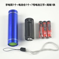 LED迷你便携家用袖珍学生强光小电筒5号电池应急照明钥匙扣手电筒 蓝色3节7号电池手电筒