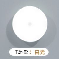 led智能人体感应灯床头卧室家用起夜充电池小夜灯楼道过道不插电 电池款白光1个装 感应款人来灯亮人走灯灭