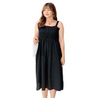 韩版新款女装大码裹胸吊带裙子200斤胖mm夏季加肥加大显瘦连衣裙 吊带裙子黑色 M 建议80-100斤