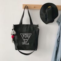 2019新款简约斜跨帆布单肩包包韩版女学生ins百搭文艺校园手提袋 黑色 单包