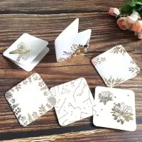 教师节妇女节礼物贺卡母亲祝福烫金带挂绳花店留言168张装小卡片 方形烫金卡片款128张/套