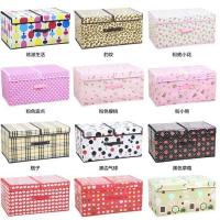 收纳盒布艺内衣内裤收纳箱有盖折叠储物箱大号衣服整理箱大盒子 颜色随机' 小号36*25*16CM