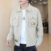 男装春秋季新款夹克男韩版修身青年翻领男士休闲短款外套男衣服潮 1131卡其色 S