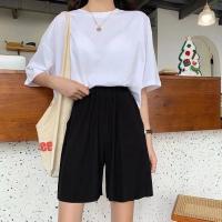 灯笼裤女2021春夏韩版大码九分阔腿裤高腰宽松显瘦百搭哈伦休闲裤 黑色【短裤】百搭款 S 建议85斤内