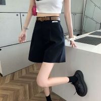 短裤女夏季阔腿工装裤2021新款高腰百塔宽松五分裤垂感休闲裤子潮 黑色优质棉 [收藏+关注店铺送腰带] XS 推荐[10