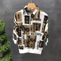 潮牌宽松衬衫领短袖t恤男ins韩版百搭半袖体恤发型师个性男装上衣 白色 M