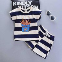 男童夏装套装2021夏季新款1-3岁4儿童时尚洋气POLO衫短袖两件套潮 薯条藏青 80 80码建议75CM以内