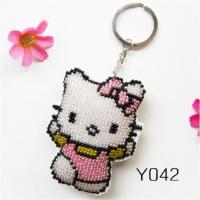 十字绣情侣爱心钥匙扣挂件心形满珠绣小格印花背包挂饰彩珠绣 Y042KT猫