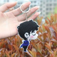 新款情侣钥匙扣挂件十字绣汽车钥匙扣挂件小格精准彩色印花串珠绣 PY077萌小Q新郎
