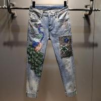 牛仔裤女春夏新款刺绣孔雀高腰弹力紧身显瘦百搭铅笔小脚九分潮 图片色【优质版677】当天发 26 【80~95斤】
