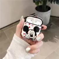 卡通米奇米妮Airpods1/2防摔软壳苹果蓝牙耳机套Airpodspro保护套 米奇[亮面耳机套+挂钩] Airpod