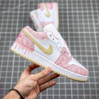 AJ1 Low粉冰淇淋周雨彤同款油漆白粉金钩泼墨女子篮球鞋CW7104款 白粉冰激凌 36