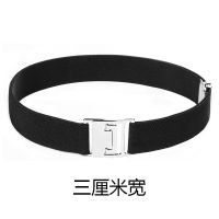 男女有弹力松紧带腰带可调节橡皮筋裤带懒人皮带裙子束腰装饰腰封 3厘米双层可调节腰带(黑色)