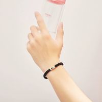 鲸生有你小皮筋情侣手链异地恋送男朋友小皮套头绳刻字编织手环女 异地恋1条[黑绳黑鱼] 普通包装